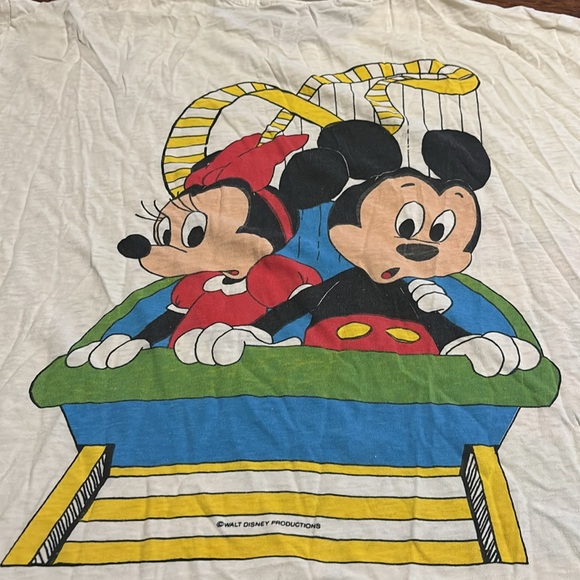 VINTAGE 1970s Walt Disney Productions Mickey and Minnie Double sided tee shirt - Picture 2 of 11